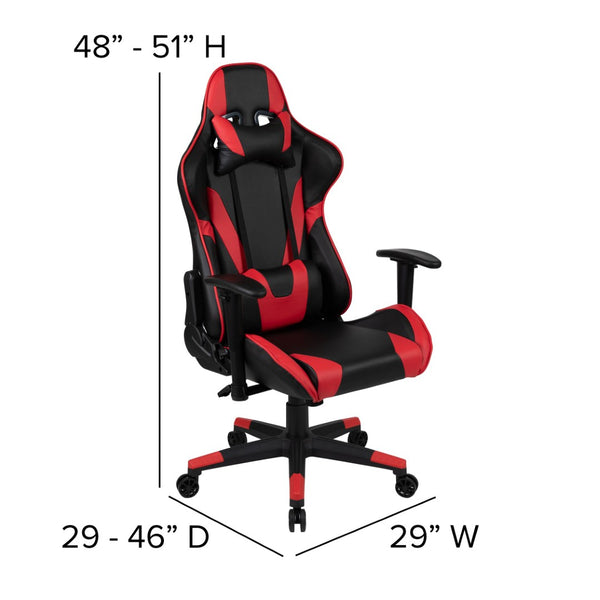 English Elm Optis Gaming Desk and Ergonomic Racing Chair Set with Cup Holder, Headphone Hook, and Mouse Pad Red BLN-X20D1904L-RD-GG