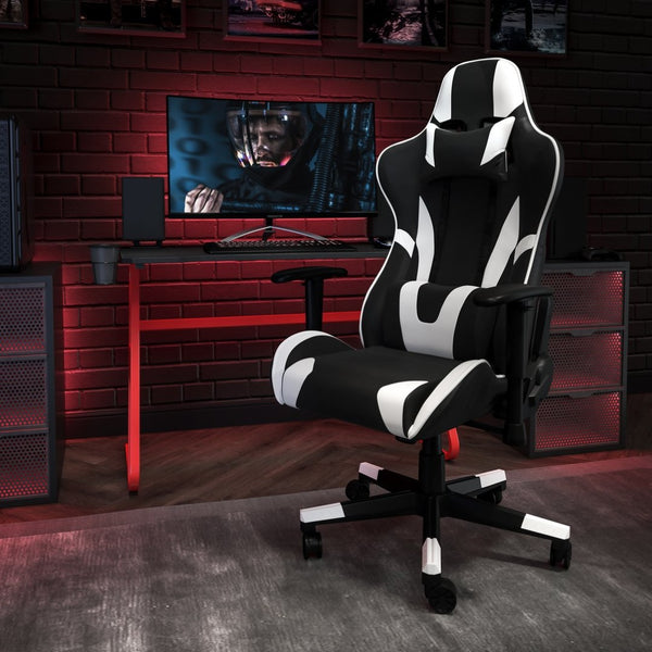 English Elm Optis Gaming Desk and Reclining Chair Set with Ergonomic Design, Cup Holder, and Headphone Hook Black BLN-X20RSG1030-BK-GG