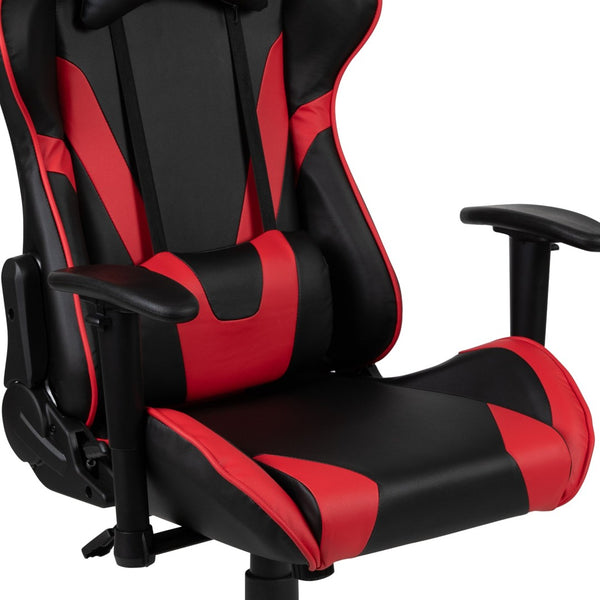 English Elm Optis Gaming Desk and Reclining Chair Set with Ergonomic Design, Cup Holder, and Headphone Hook Red BLN-X20RSG1030-RD-GG