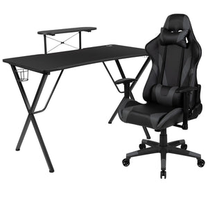 English Elm Optis Gaming Desk and Reclining Chair Set - Ergonomic Comfort, Smart Cable Management, and Style Gray BLN-X20RSG1031-GY-GG