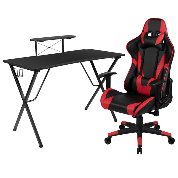 English Elm Optis Gaming Desk and Reclining Chair Set - Ergonomic Comfort, Smart Cable Management, and Style Red BLN-X20RSG1031-RD-GG