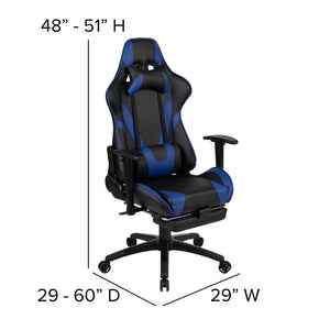 English Elm Optis Gaming Desk and Ergonomic Reclining Chair Set with Accessories for Ultimate Comfort & Style Blue BLN-X30D1904-BL-GG