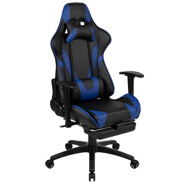 English Elm Optis Gaming Desk and Ergonomic Reclining Chair Set with Accessories for Ultimate Comfort & Style Blue BLN-X30D1904-BL-GG