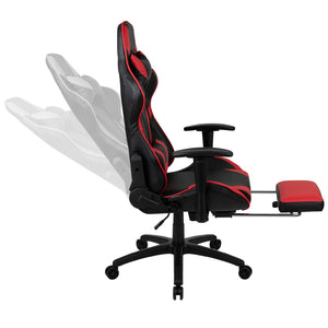 English Elm Optis Gaming Desk and Ergonomic Reclining Chair Set with Accessories for Ultimate Comfort & Style Red BLN-X30D1904-RD-GG
