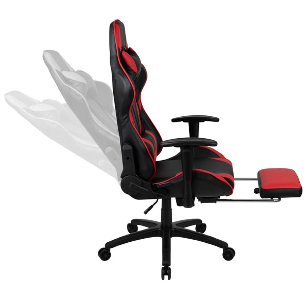 English Elm Optis Gaming Desk and Ergonomic Reclining Chair Set with Footrest, Cup Holder, and Cable Management Red BLN-X30D1904L-RD-GG