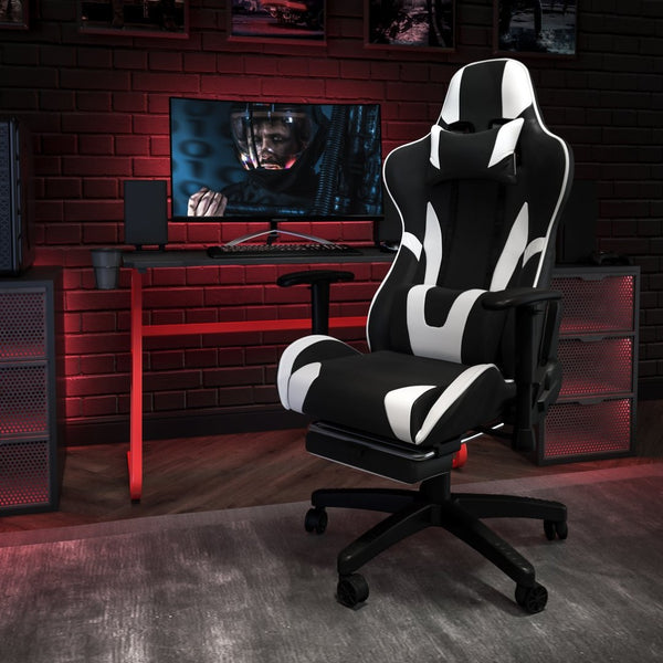 English Elm Optis Gaming Desk and Reclining Chair Set with Footrest, Cup Holder & Headphone Hook for Comfort Black BLN-X30RSG1030-BK-GG