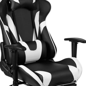 English Elm Optis Gaming Desk and Chair Bundle with Footrest, Cup Holder, Headphone Hook for Ultimate Comfort Black BLN-X30RSG1031-BK-GG
