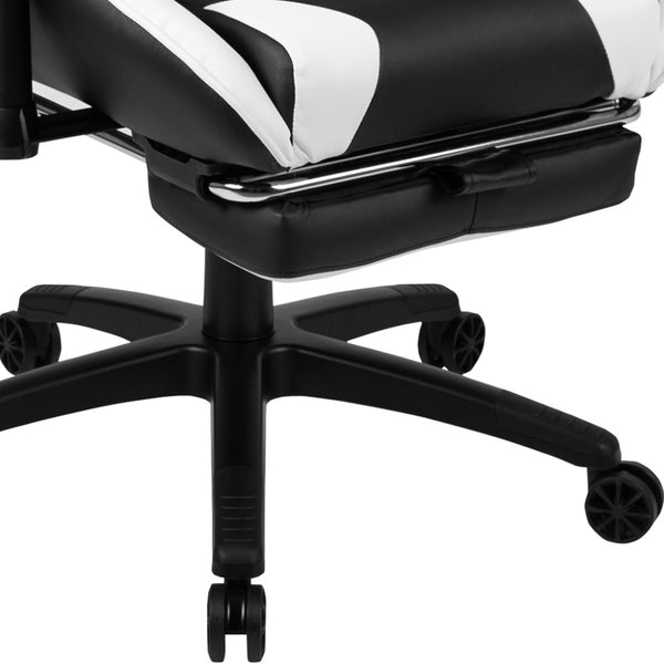 English Elm Optis Gaming Desk and Chair Bundle with Footrest, Cup Holder, Headphone Hook for Ultimate Comfort Black BLN-X30RSG1031-BK-GG