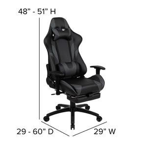 English Elm Optis Gaming Desk and Chair Bundle with Footrest, Cup Holder, Headphone Hook for Ultimate Comfort Gray BLN-X30RSG1031-GY-GG
