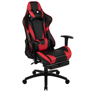 English Elm Optis Gaming Desk and Chair Bundle with Footrest, Cup Holder, Headphone Hook for Ultimate Comfort Red BLN-X30RSG1031-RD-GG