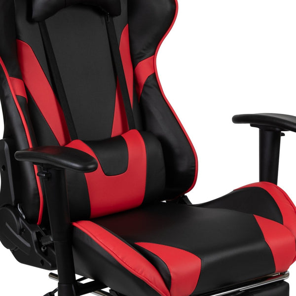 English Elm Optis Gaming Desk and Chair Bundle with Footrest, Cup Holder, Headphone Hook for Ultimate Comfort Red BLN-X30RSG1031-RD-GG