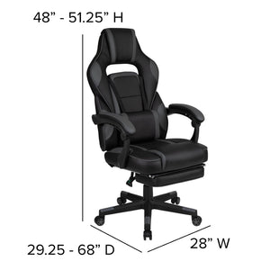 English Elm Optis Ultimate Gaming Desk and Reclining Chair Set with Massage Support, Footrest, and Accessories Black BLN-X40D1904-BK-GG
