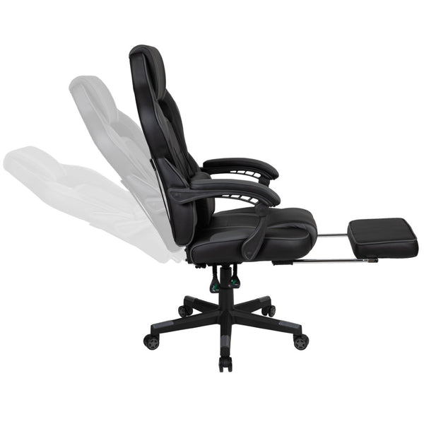 English Elm Optis Ultimate Gaming Desk and Reclining Chair Set with Massage Support, Footrest, and Accessories Black BLN-X40D1904-BK-GG