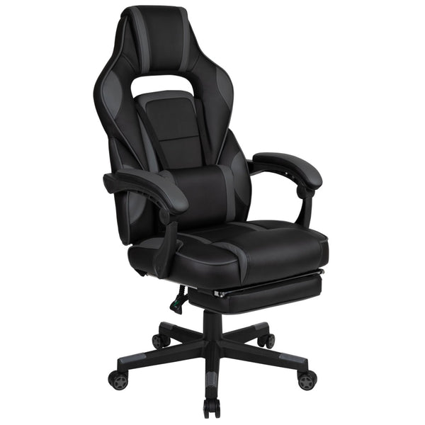 English Elm Optis Gaming Desk and Reclining Chair Set with Footrest, Massage Support, and Cable Management System Black BLN-X40D1904L-BK-GG