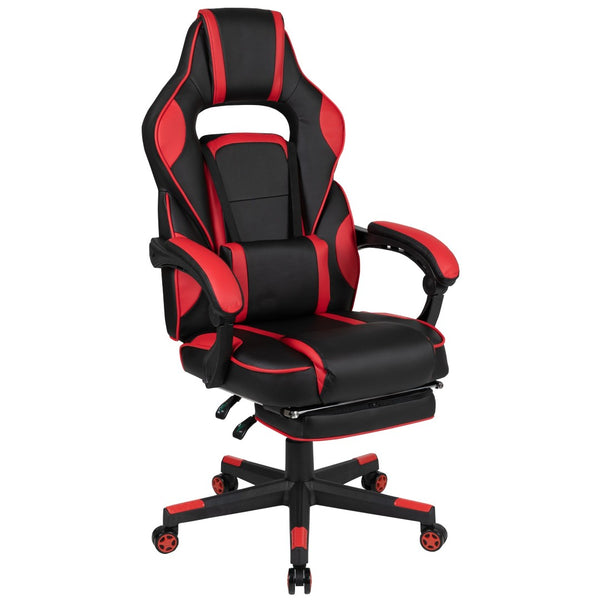 English Elm Optis Gaming Desk and Reclining Chair Set with Footrest, Massage Support, and Cable Management System Red BLN-X40D1904L-RD-GG