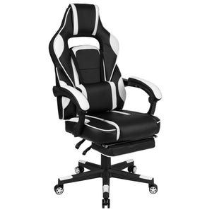 English Elm Optis Gaming Desk and Reclining Chair Set with Footrest, Massage Support, and Cable Management System White BLN-X40D1904L-WH-GG