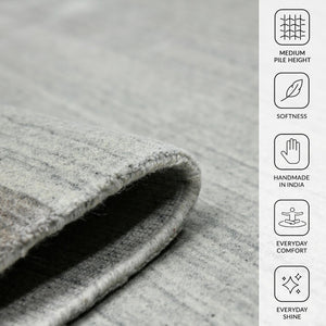 Amer Rugs Blend Hand-woven Striped Area Rug With Southwestern Design For Farmhouse And Contemporary Spaces Light Gray Wool, Viscose Bln10203