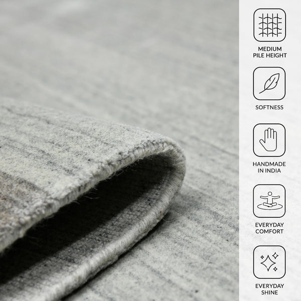 Amer Rugs Blend Hand-woven Striped Area Rug With Southwestern Design For Farmhouse And Contemporary Spaces Light Gray Wool, Viscose Bln10203