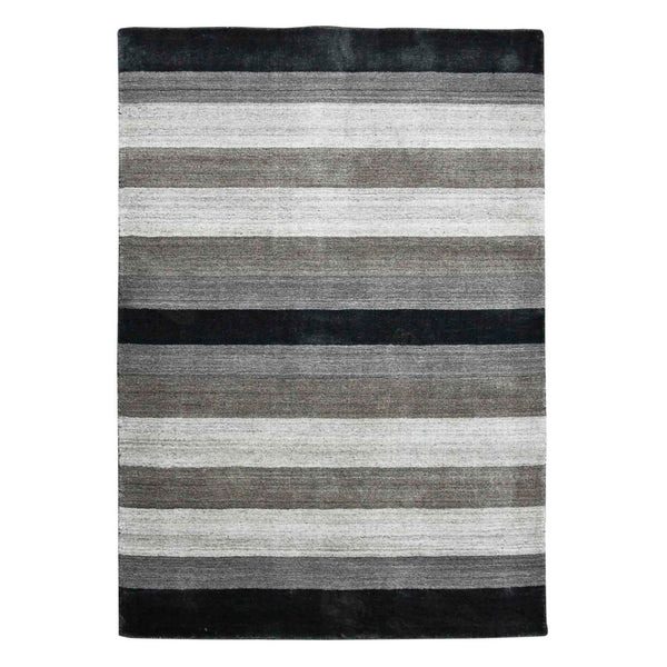 Amer Rugs Blend Hand-woven Striped Area Rug With Southwestern Design For Farmhouse And Contemporary Spaces Charcoal Wool, Viscose Bln150203