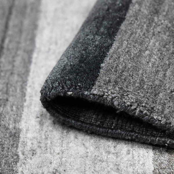 Amer Rugs Blend Hand-woven Striped Area Rug With Southwestern Design For Farmhouse And Contemporary Spaces Charcoal Wool, Viscose Bln150203