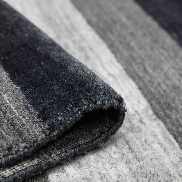 Amer Rugs Blend Hand-woven Striped Area Rug With Southwestern Design For Farmhouse And Contemporary Spaces Charcoal Wool, Viscose Bln150203