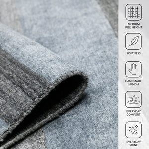 Amer Rugs Blend Hand-woven Striped Area Rug With Southwestern Design For Farmhouse And Contemporary Spaces Gray Wool, Viscose Bln180203