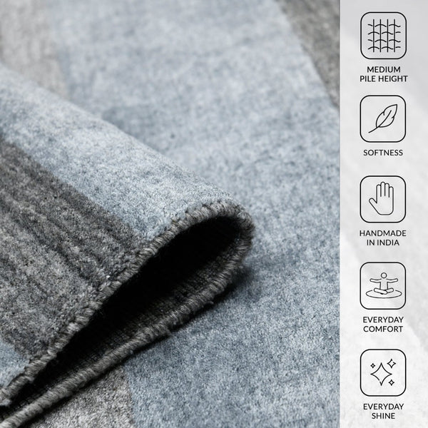 Amer Rugs Blend Hand-woven Striped Area Rug With Southwestern Design For Farmhouse And Contemporary Spaces Gray Wool, Viscose Bln180203