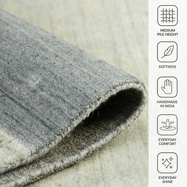 Amer Rugs Blend Hand-woven Striped Area Rug With Southwestern Design For Farmhouse And Contemporary Spaces Ivory Wool, Viscose Bln20203