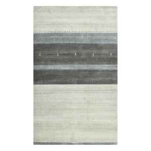 Amer Rugs Blend Hand-woven Striped Area Rug With Southwestern Design For Farmhouse And Contemporary Spaces Ivory Wool, Viscose Bln20203