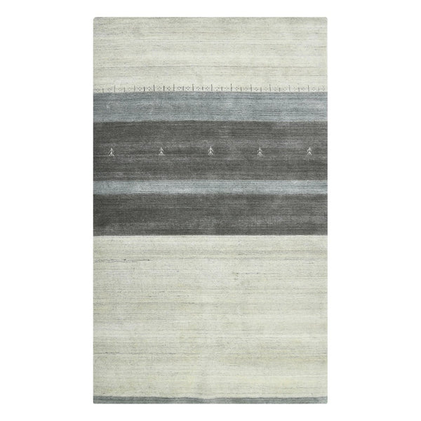 Amer Rugs Blend Hand-woven Striped Area Rug With Southwestern Design For Farmhouse And Contemporary Spaces Ivory Wool, Viscose Bln20203