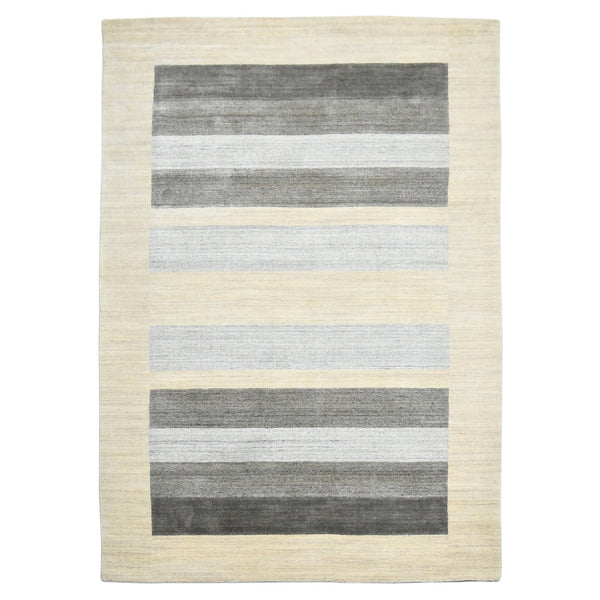 AMER Rugs Blend Handwoven Wool Viscose Area Rug Farmhouse Stripe Plush Living Room Decor Display 4' x 6' BLN40406