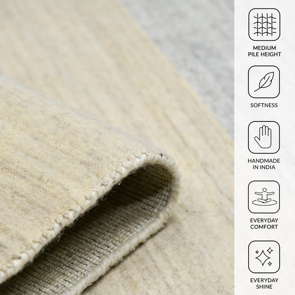 Blend Handwoven Wool Viscose Area Rug Farmhouse Stripe Plush Living Room Decor Display