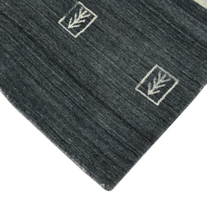 Amer Rugs Blend Hand-woven Striped Area Rug With Southwestern Design For Farmhouse And Contemporary Spaces Charcoal Wool, Viscose Bln50203