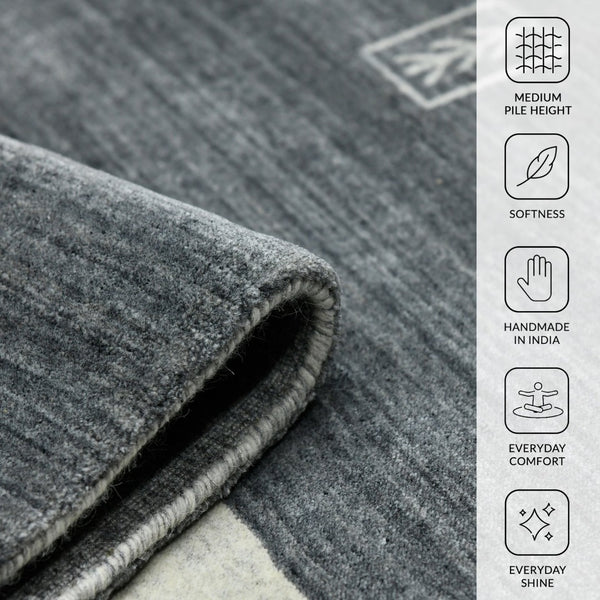 Amer Rugs Blend Hand-woven Striped Area Rug With Southwestern Design For Farmhouse And Contemporary Spaces Charcoal Wool, Viscose Bln50203