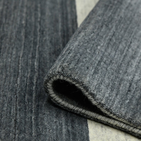 Amer Rugs Blend Hand-woven Striped Area Rug With Southwestern Design For Farmhouse And Contemporary Spaces Charcoal Wool, Viscose Bln50203