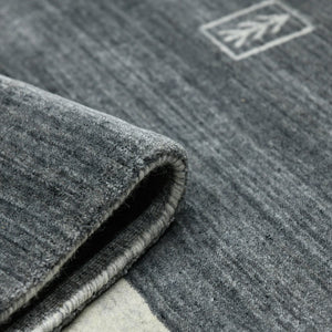 Amer Rugs Blend Hand-woven Striped Area Rug With Southwestern Design For Farmhouse And Contemporary Spaces Charcoal Wool, Viscose Bln50203