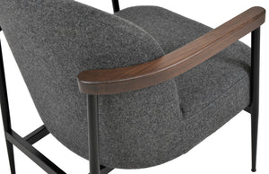 Soho Concept Bloomy Lounge Armchair - Camira Blazer Wool Fabric, 10-year Guarantee, Elegant Ash & Brass Design Walnut,Dark Grey,Black  Soho-concept-dining-chair-12891