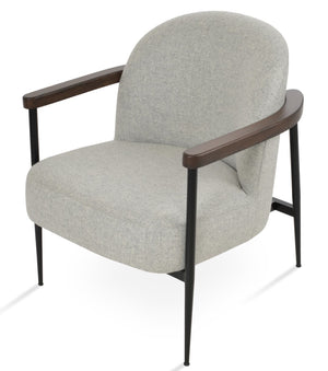 Soho Concept Bloomy Lounge Armchair - Camira Blazer Wool Fabric, 10-year Guarantee, Elegant Ash & Brass Design Walnut,Silver,Black  Soho-concept-dining-chair-12892
