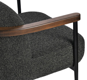 Soho Concept Bloomy Lounge Chair - Stylish Boucle Fabric, Durable Steel Frame, Walnut Armrests, 300 Lbs Capacity Black,Ash,Walnut  Soho-concept-dining-chair-12893