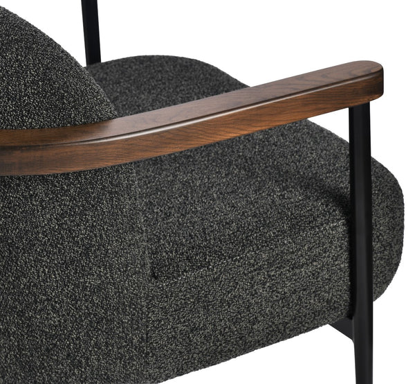 Soho Concept Bloomy Lounge Chair - Stylish Boucle Fabric, Durable Steel Frame, Walnut Armrests, 300 Lbs Capacity Black,Ash,Walnut  Soho-concept-dining-chair-12893