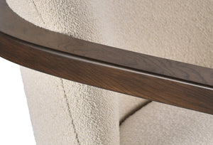 Soho Concept Bloomy Lounge Chair - Stylish Boucle Fabric, Durable Steel Frame, Walnut Armrests, 300 Lbs Capacity White,Black,Ash,Walnut  Soho-concept-dining-chair-12894