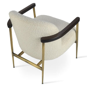 Soho Concept Bloomy Lounge Armchair - Camira Blazer Wool Fabric, 10-year Guarantee, Elegant Ash & Brass Design White,Brass,Ash,Walnut  Soho-concept-dining-chair-12884