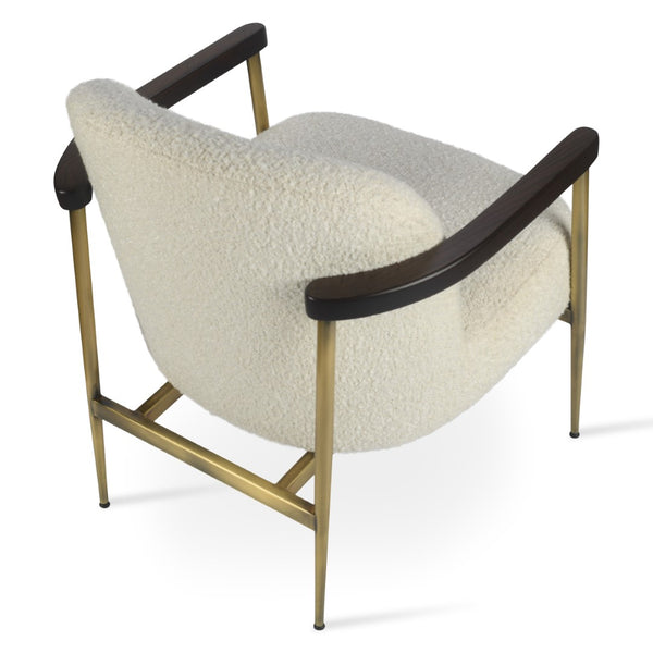 Soho Concept Bloomy Lounge Armchair - Camira Blazer Wool Fabric, 10-year Guarantee, Elegant Ash & Brass Design White,Brass,Ash,Walnut  Soho-concept-dining-chair-12884