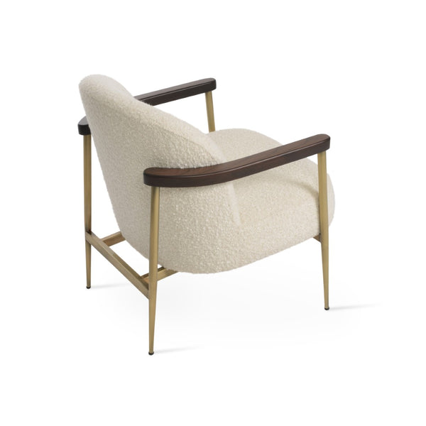 Soho Concept Bloomy Lounge Armchair - Camira Blazer Wool Fabric, 10-year Guarantee, Elegant Ash & Brass Design Ash,Walnut,Brass  Soho-concept-dining-chair-12742