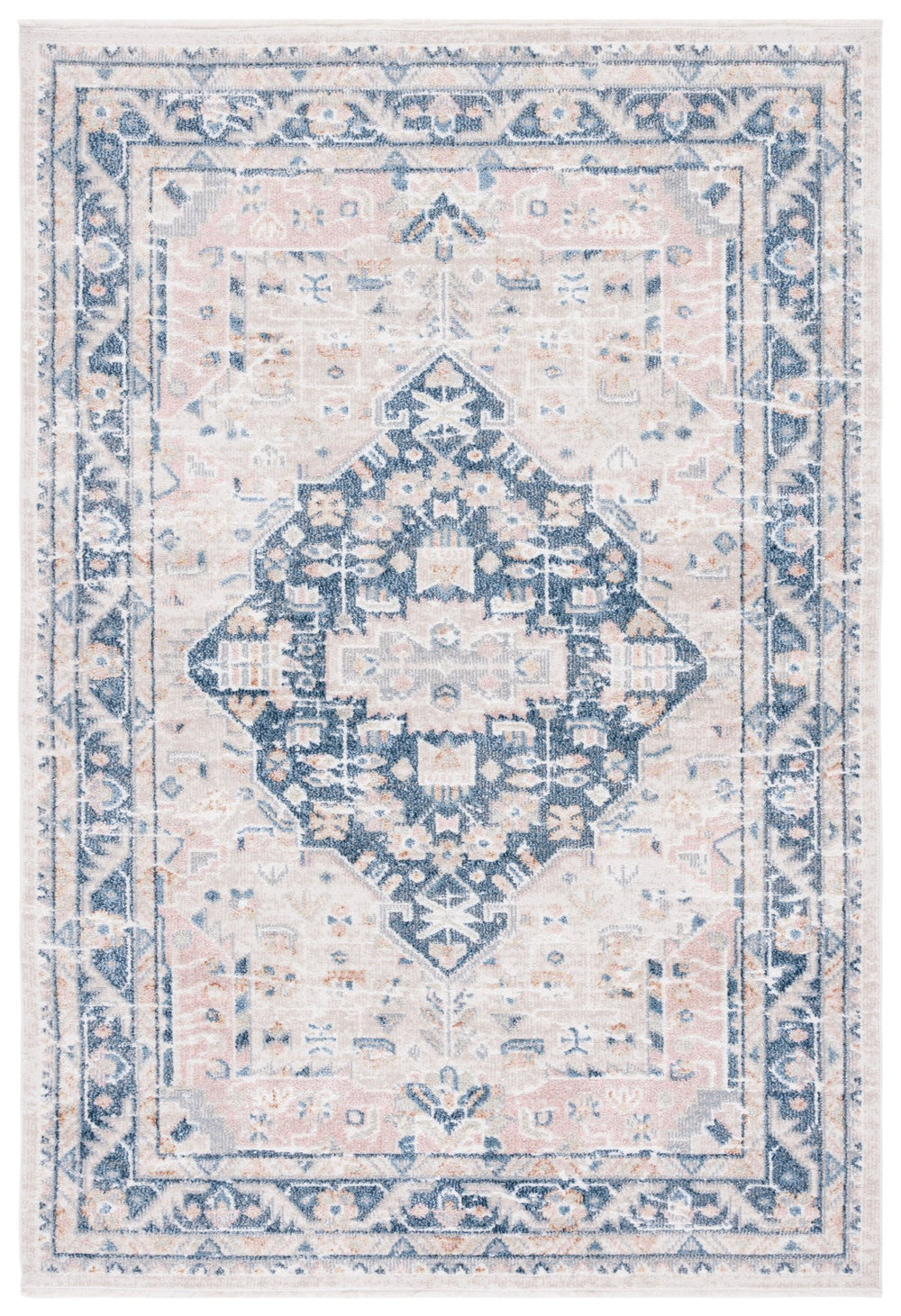 Safavieh Blair Washable Area Rug - Timeless Elegance, Stain-resistant, Luxurious Design For Modern Living Beige ,Navy Polyester Blr200b-8
