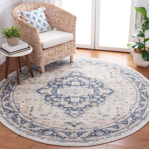 Safavieh Blair Washable Area Rug - Timeless Elegance, Stain-resistant, Luxurious Design For Modern Living Beige ,Navy Polyester Blr200b-8
