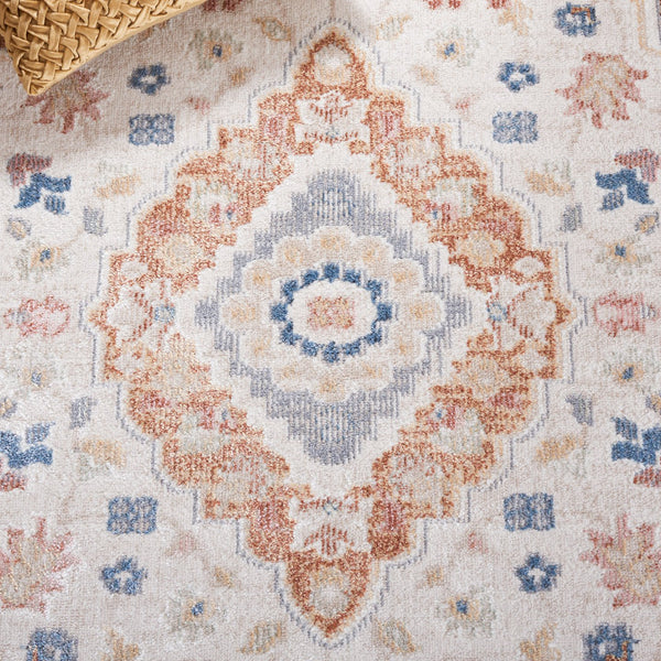 Safavieh Blair Washable Area Rug In Elegant Beige With Rich Rust Accents – Durable, Slip-resistant Beauty Beige ,Rust Polyester Blr214b-8