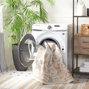 Safavieh Blair Washable Area Rug In Elegant Beige With Rich Rust Accents – Durable, Slip-resistant Beauty Beige ,Rust Polyester Blr214b-8