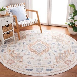 Safavieh Blair Washable Area Rug In Elegant Beige With Rich Rust Accents – Durable, Slip-resistant Beauty Beige ,Rust Polyester Blr214b-8