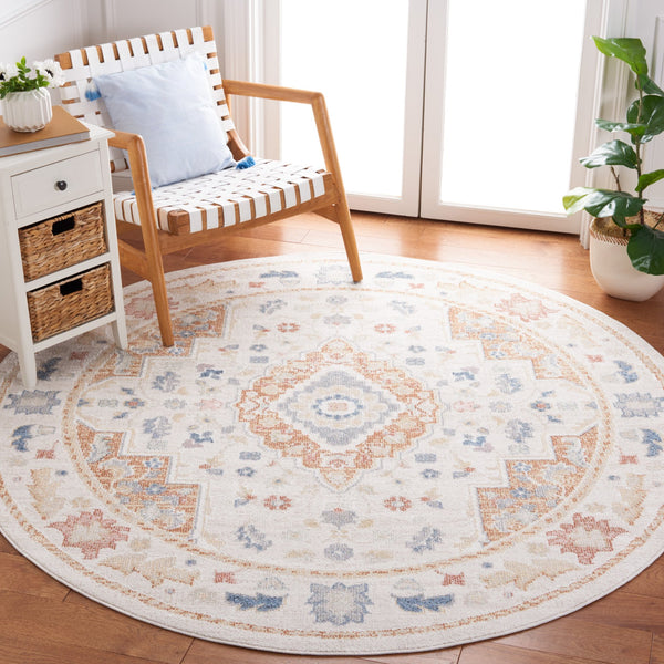 Safavieh Blair Washable Area Rug In Elegant Beige With Rich Rust Accents – Durable, Slip-resistant Beauty Beige ,Rust Polyester Blr214b-8